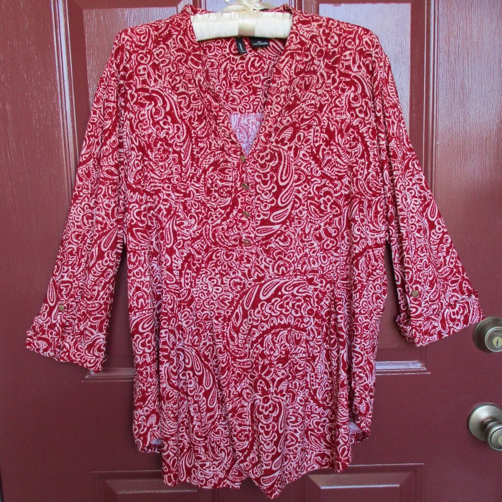 New Directions Blouse Burgundy Red XL EUC